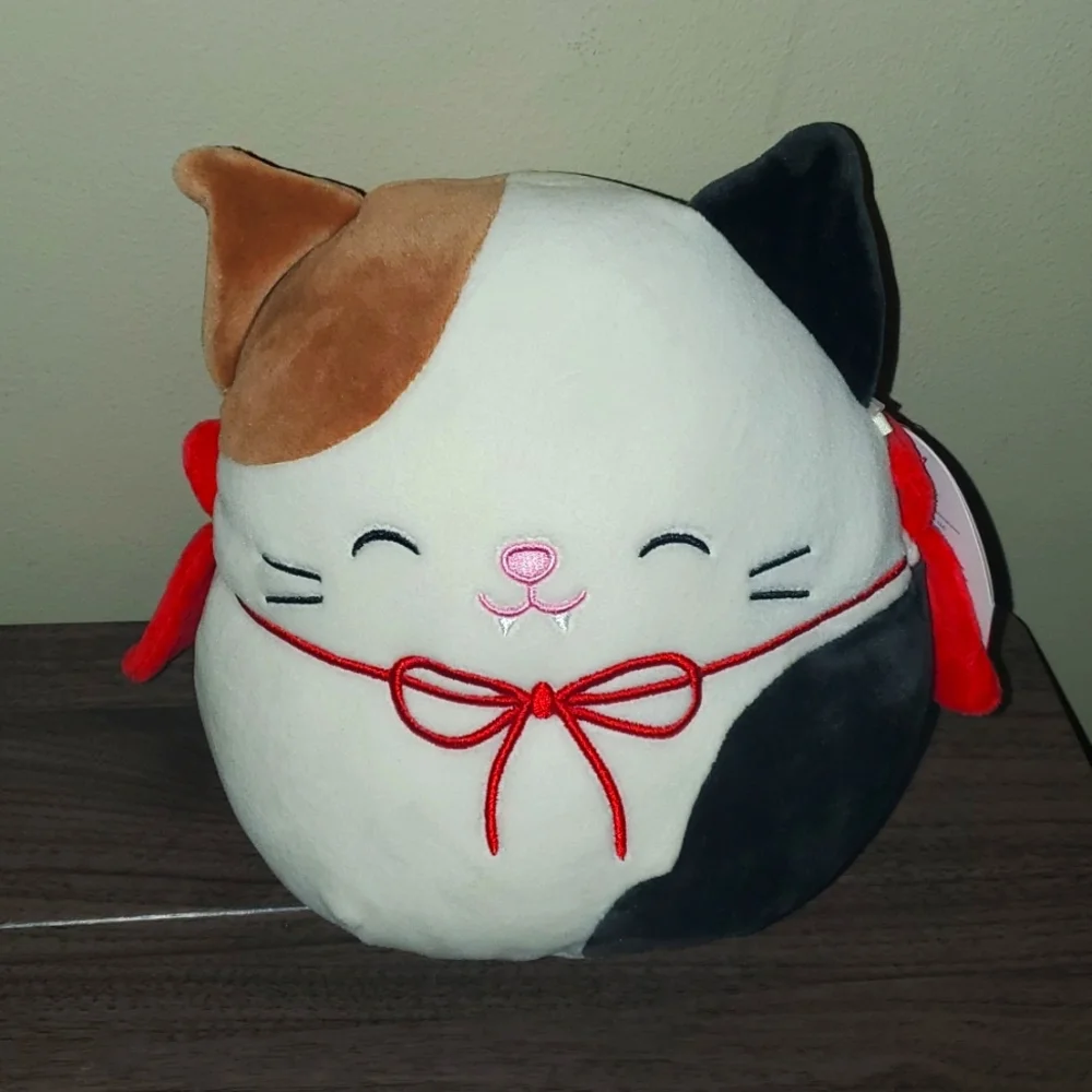 Squishmallows Halloween Squad 8" Cam the Cat Vampire with fangs and red cape NWT - Picture 1 of 6